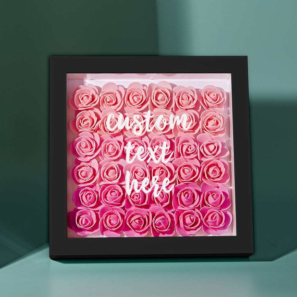 Custom Gradient Pink Flower Shadow Box Personalized Flower Shadowbox Frame Gift for Mom - GiftLab