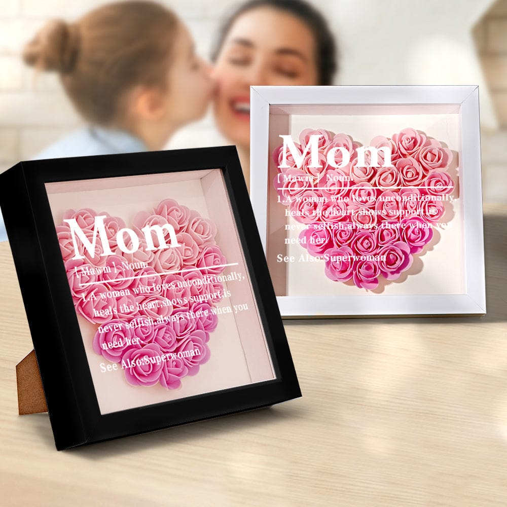 Gradient Pink Flower Shadow Box Frame Gift for Mom - GiftLab