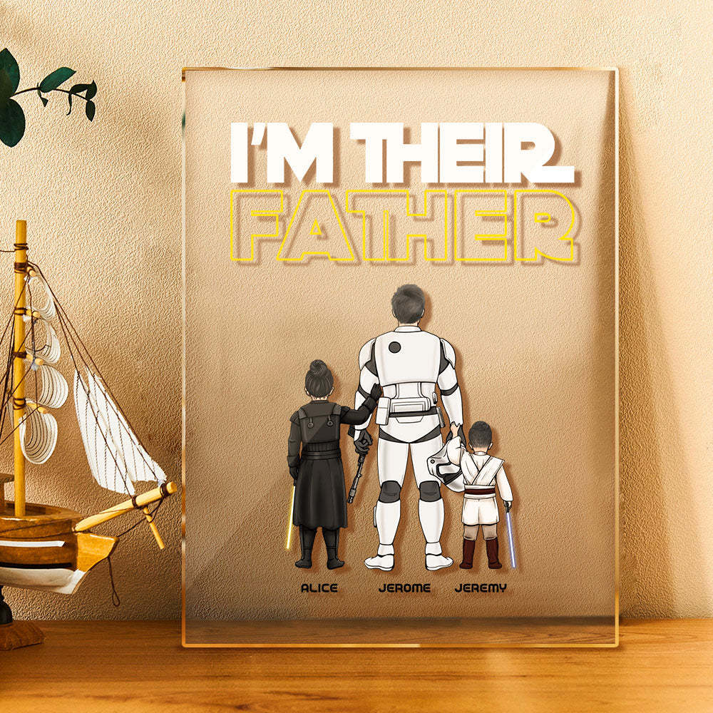Custom I Am Their Father Night Light Personalized Acrylic Plaque Home Decoration Lamp Father's Day Gift -