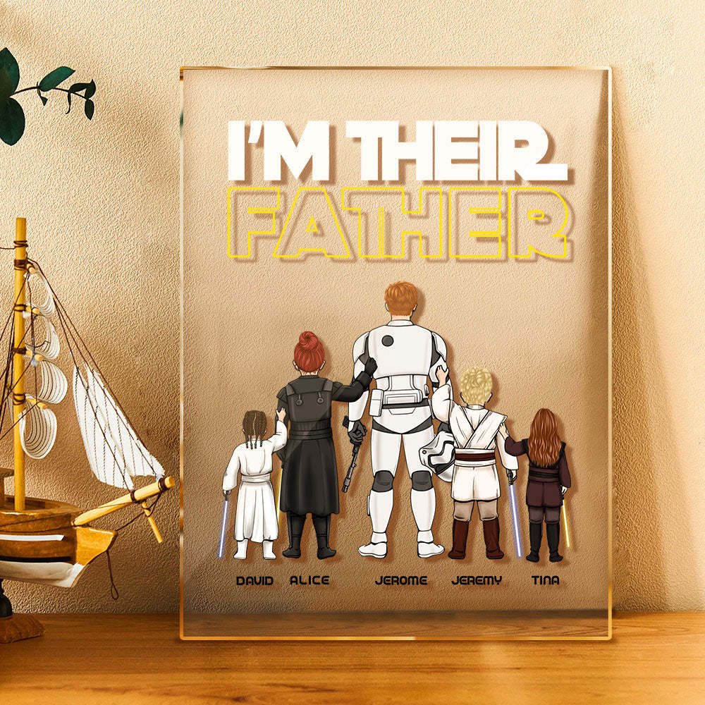 Custom I Am Their Father Night Light Personalized Acrylic Plaque Home Decoration Lamp Father's Day Gift -