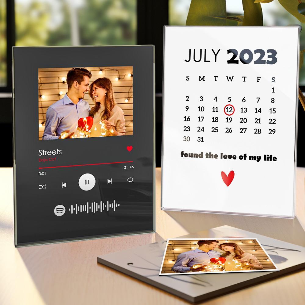 Two-sided Spotify And Calendar Acrylic Plaque Custom Photo Music Plaque Gift