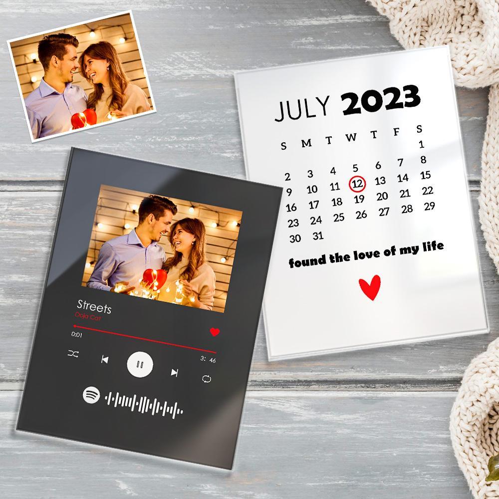 Two-sided Spotify And Calendar Acrylic Plaque Custom Photo Music Plaque Gift