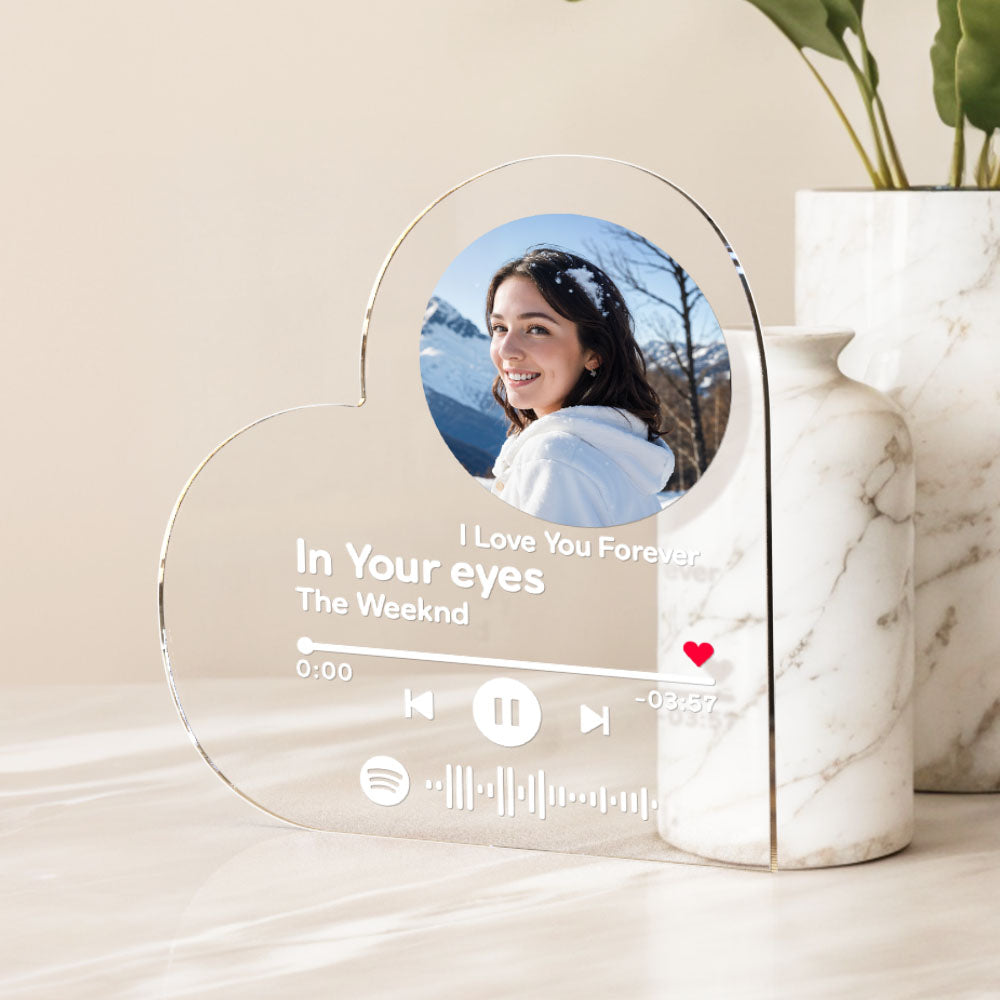 Custom Clear Acrylic Spotify Code Plaque Personalized Heart-Shaped Plaque Gift