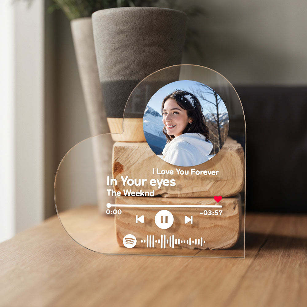 Custom Clear Acrylic Spotify Code Plaque Personalized Heart-Shaped Plaque Gift