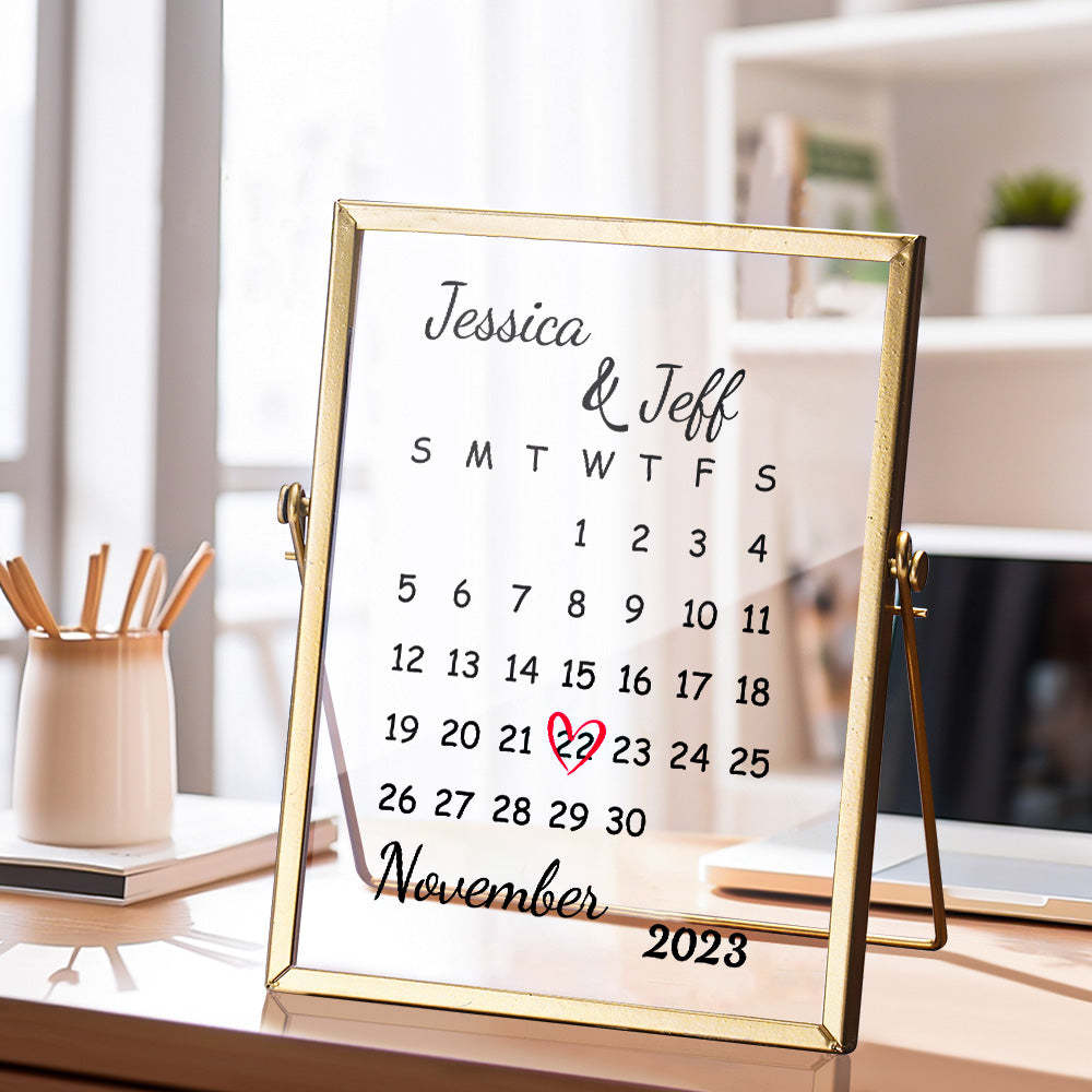 Anniversary Gifts Calendar Frame Acrylic Plaque Save the Date Home Decor Wedding Gifts -