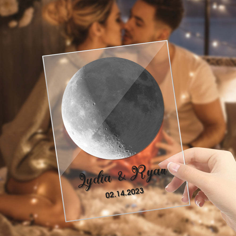 Custom Moon Phase Custom Glass Keychains Family Photo Plaque Night Light the Moon on the Day You were Born Photo Gifts