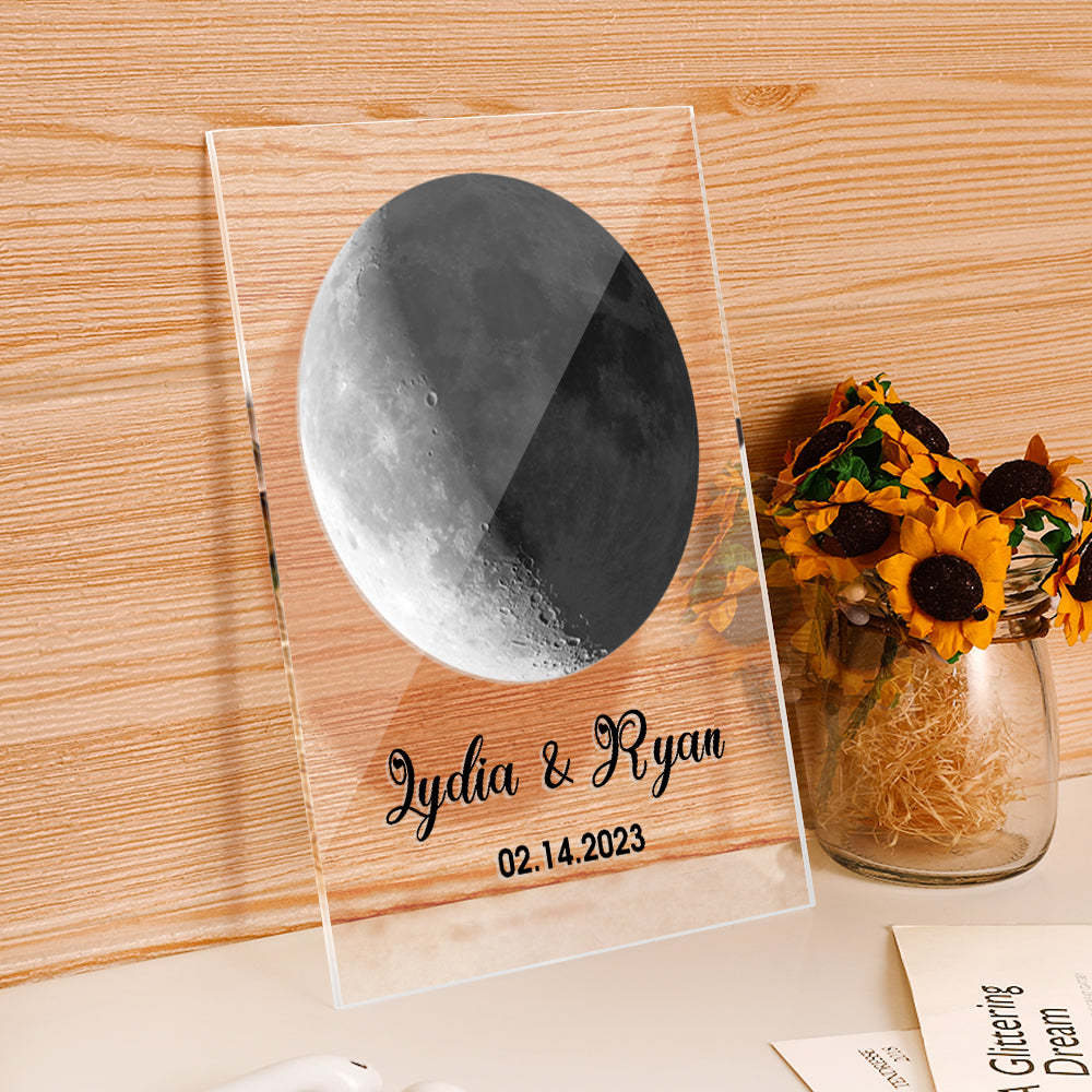 Custom Moon Phase Custom Glass Keychains Family Photo Plaque Night Light the Moon on the Day You were Born Photo Gifts