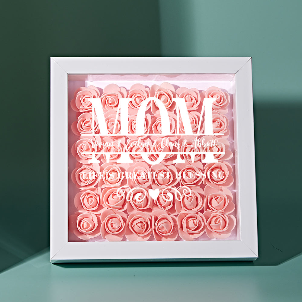 Custom Flower Shadow Box Personalized Name Flower Shadowbox Frame Mother's Day Gift -