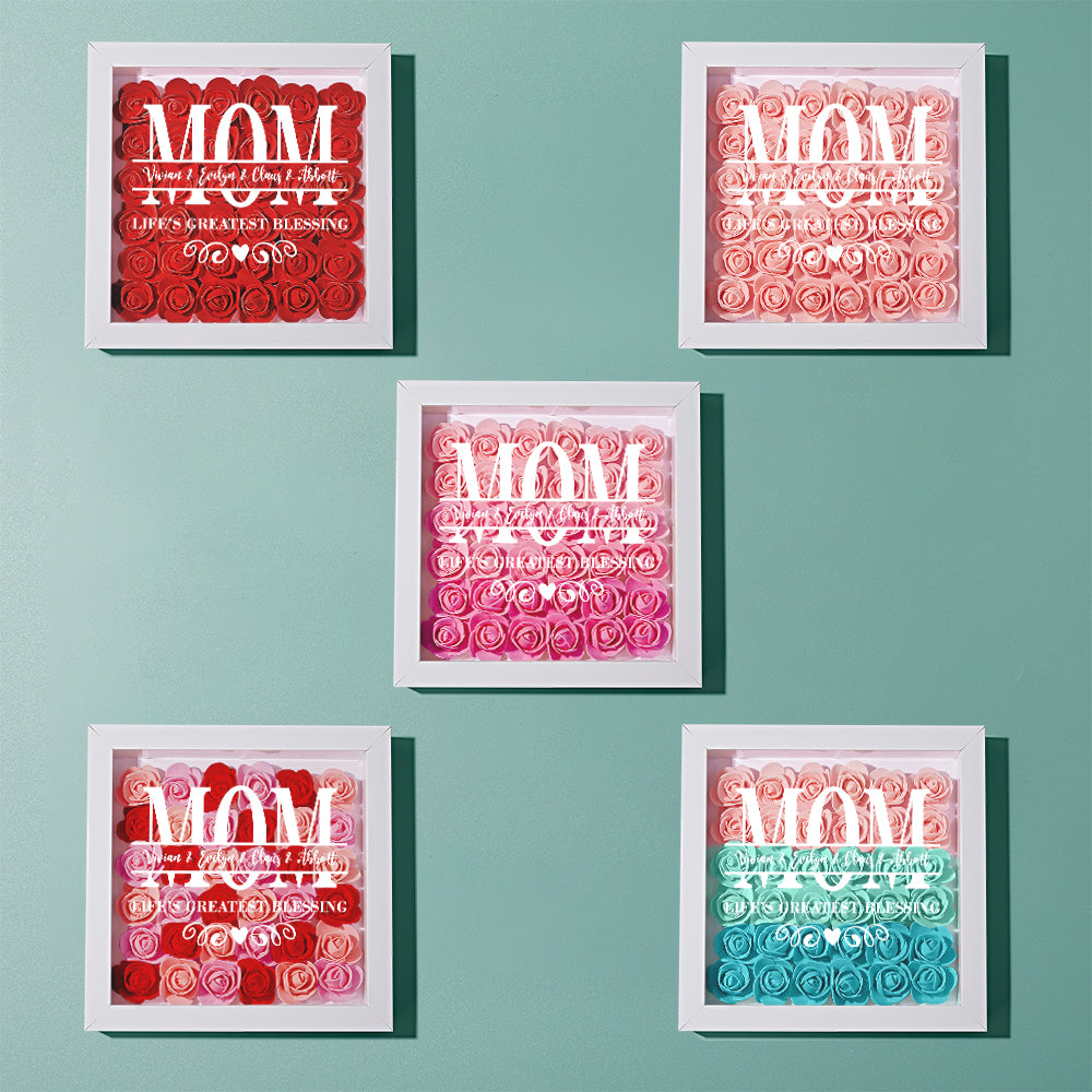 Custom Flower Shadow Box Personalized Name Flower Shadowbox Frame Mother's Day Gift -