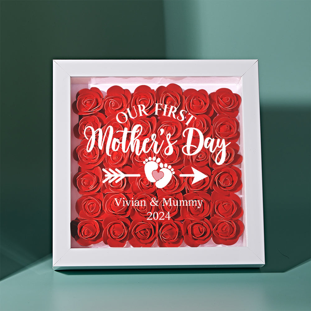 Custom Flower Shadow Box Personalized Flower Shadowbox Frame First Mother's Day Gift -