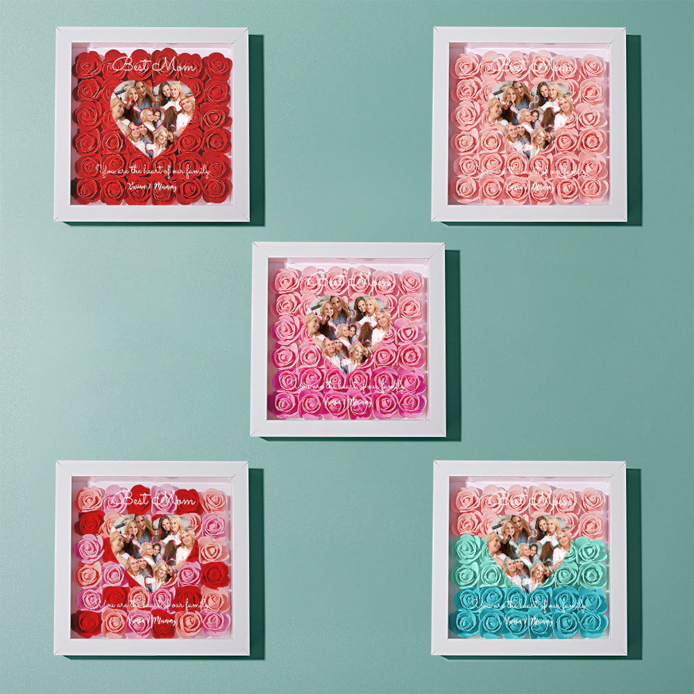 Custom Photo Puzzle Flower Shadow Box Personalized Flower Shadowbox Frame Mother's Day Gift -