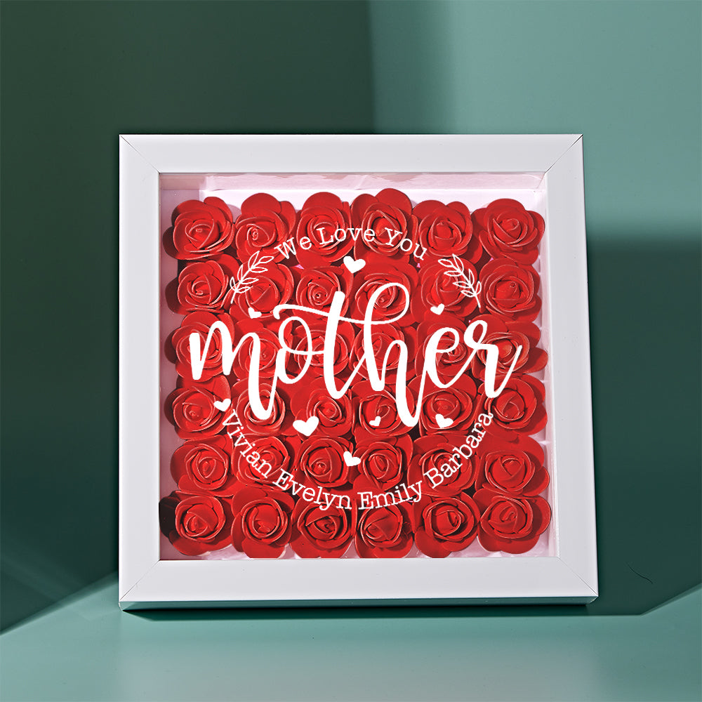 Custom Name Flower Shadow Box Personalized Flower Shadowbox Frame Mother's Day Gift -