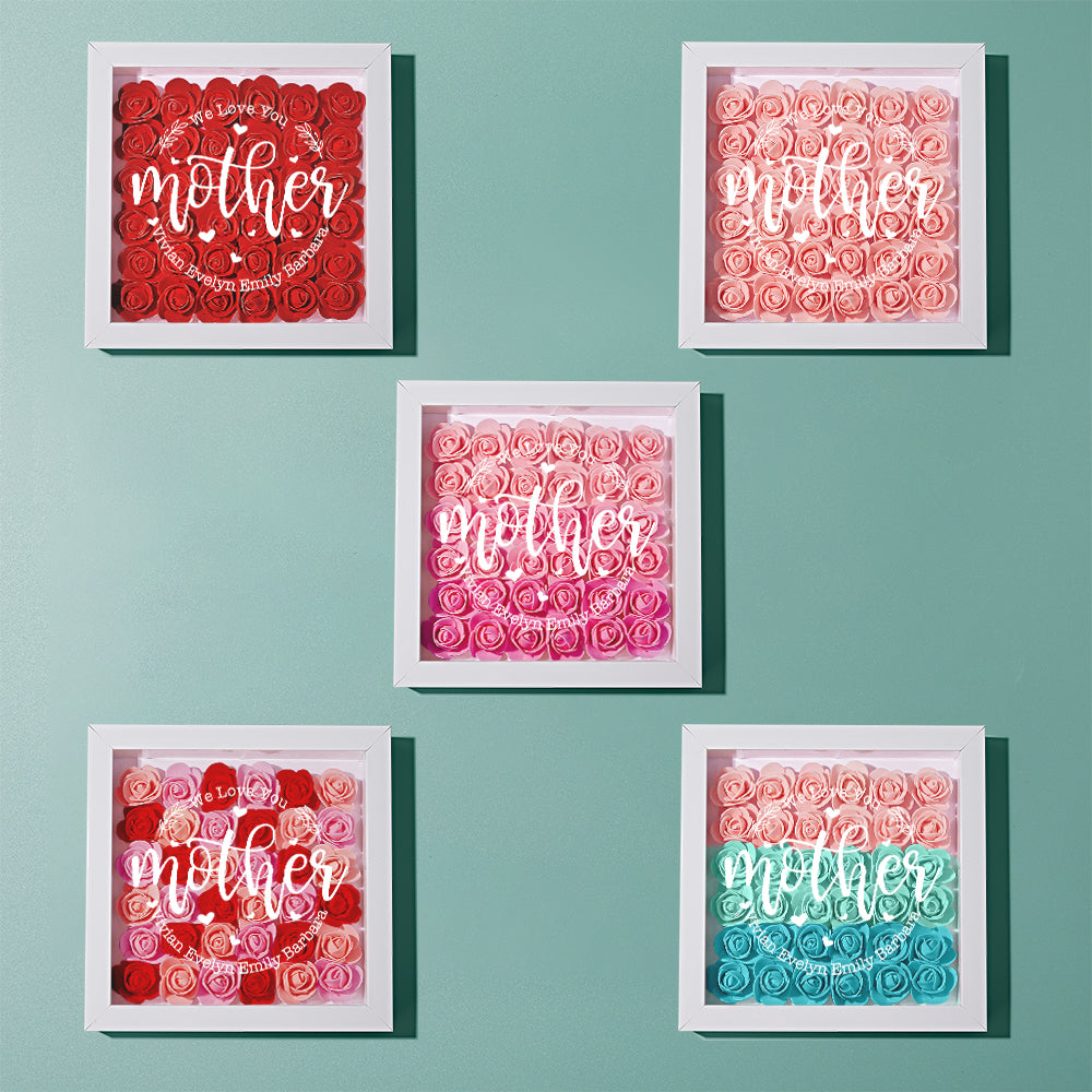 Custom Name Flower Shadow Box Personalized Flower Shadowbox Frame Mother's Day Gift -