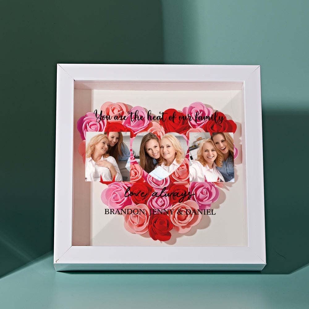 Custom Photo Flower Shadow Box Personalized Flower Shadowbox Frame Mother's Day Gift -