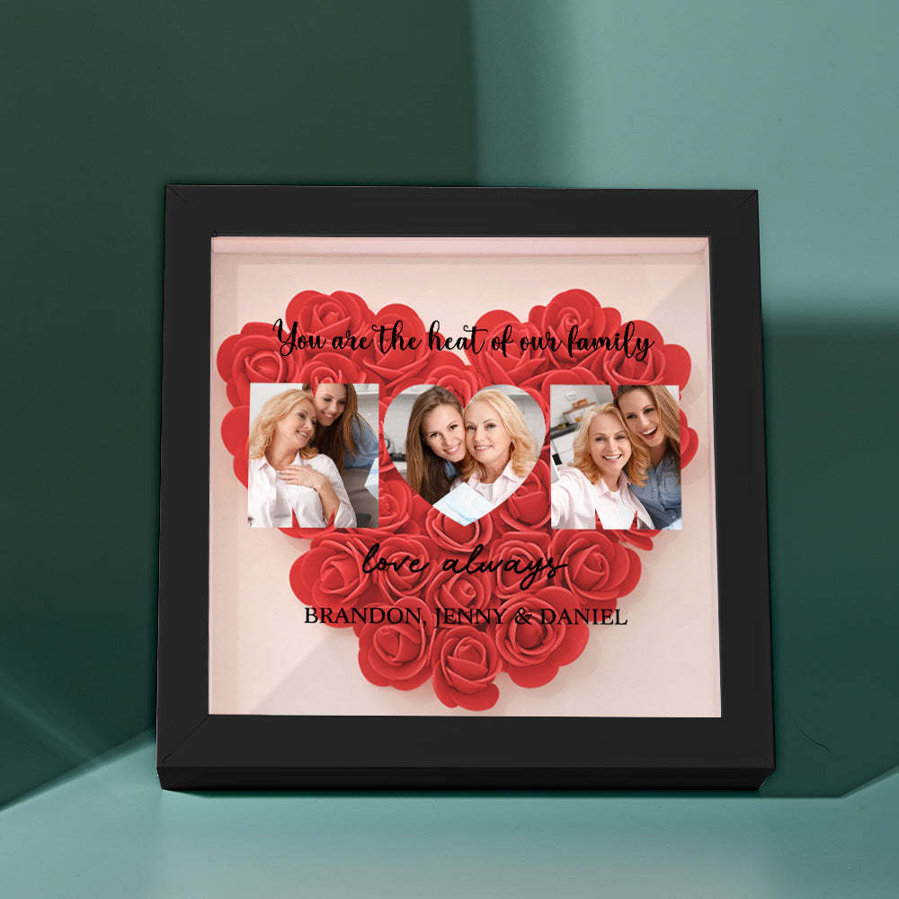 Custom Photo Flower Shadow Box Personalized Flower Shadowbox Frame Mother's Day Gift -