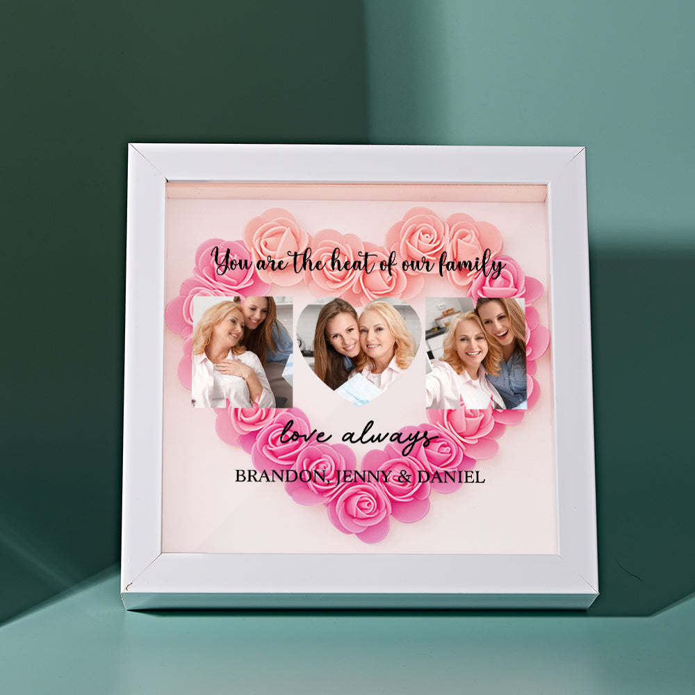 Custom Photo Flower Shadow Box Personalized Flower Shadowbox Frame Mother's Day Gift -
