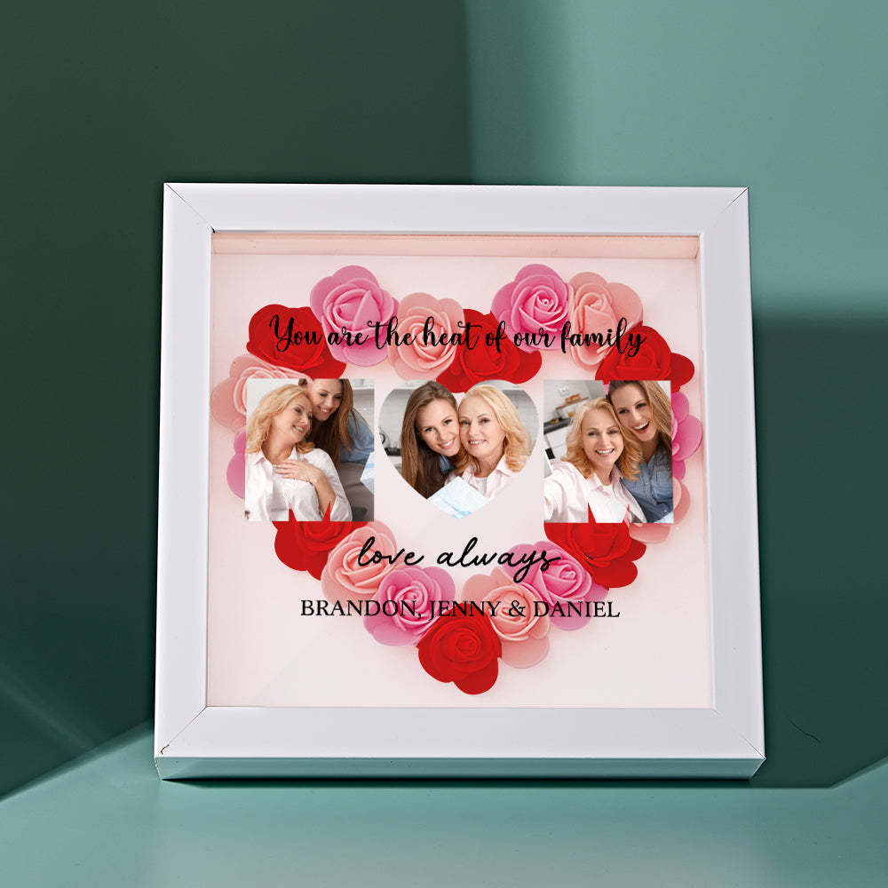 Custom Photo Flower Shadow Box Personalized Flower Shadowbox Frame Mother's Day Gift -