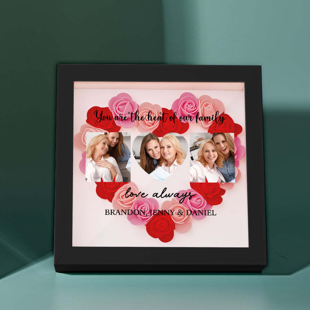 Custom Photo Flower Shadow Box Personalized Flower Shadowbox Frame Mother's Day Gift -