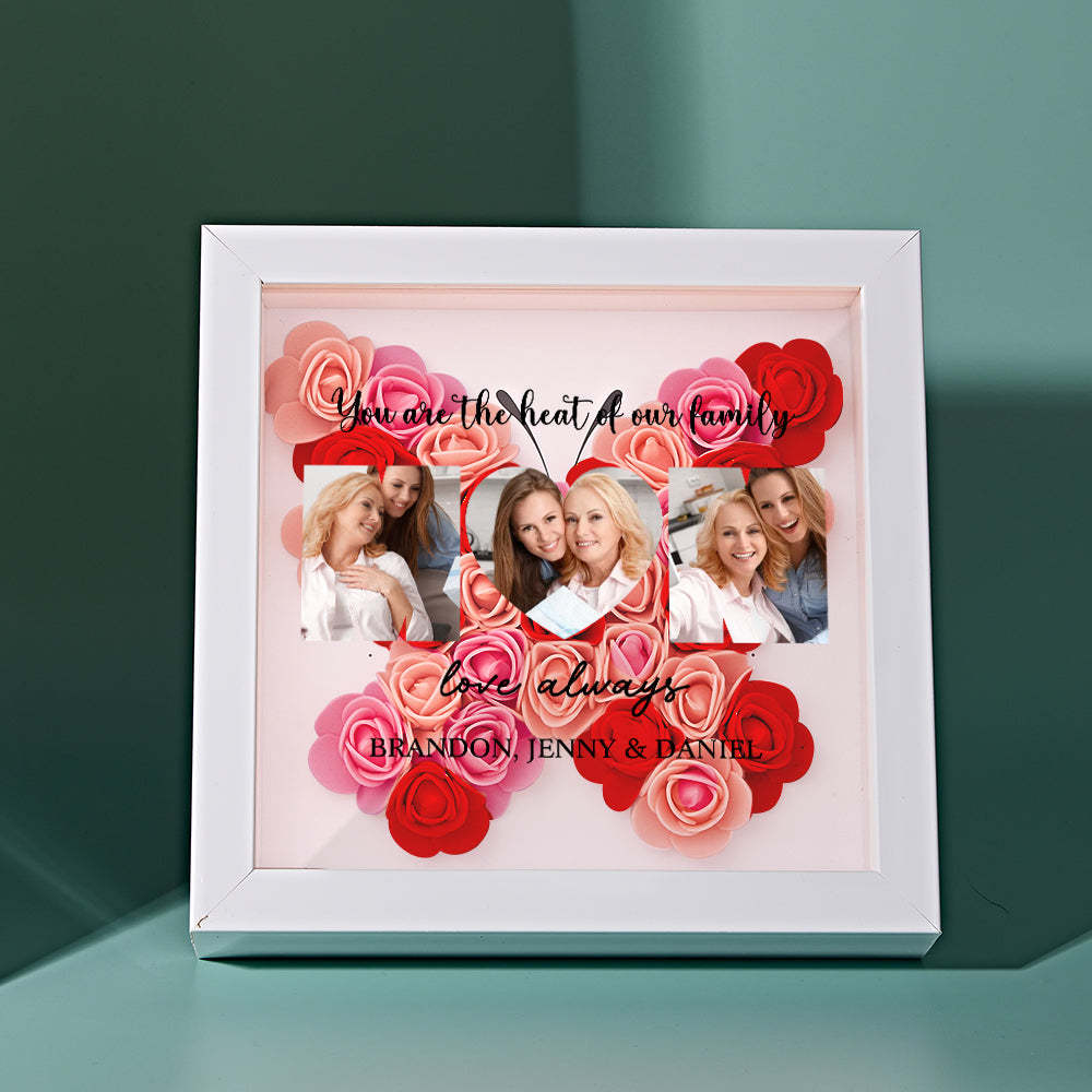 Custom Photo Flower Shadow Box Personalized Flower Shadowbox Frame Mother's Day Gift -