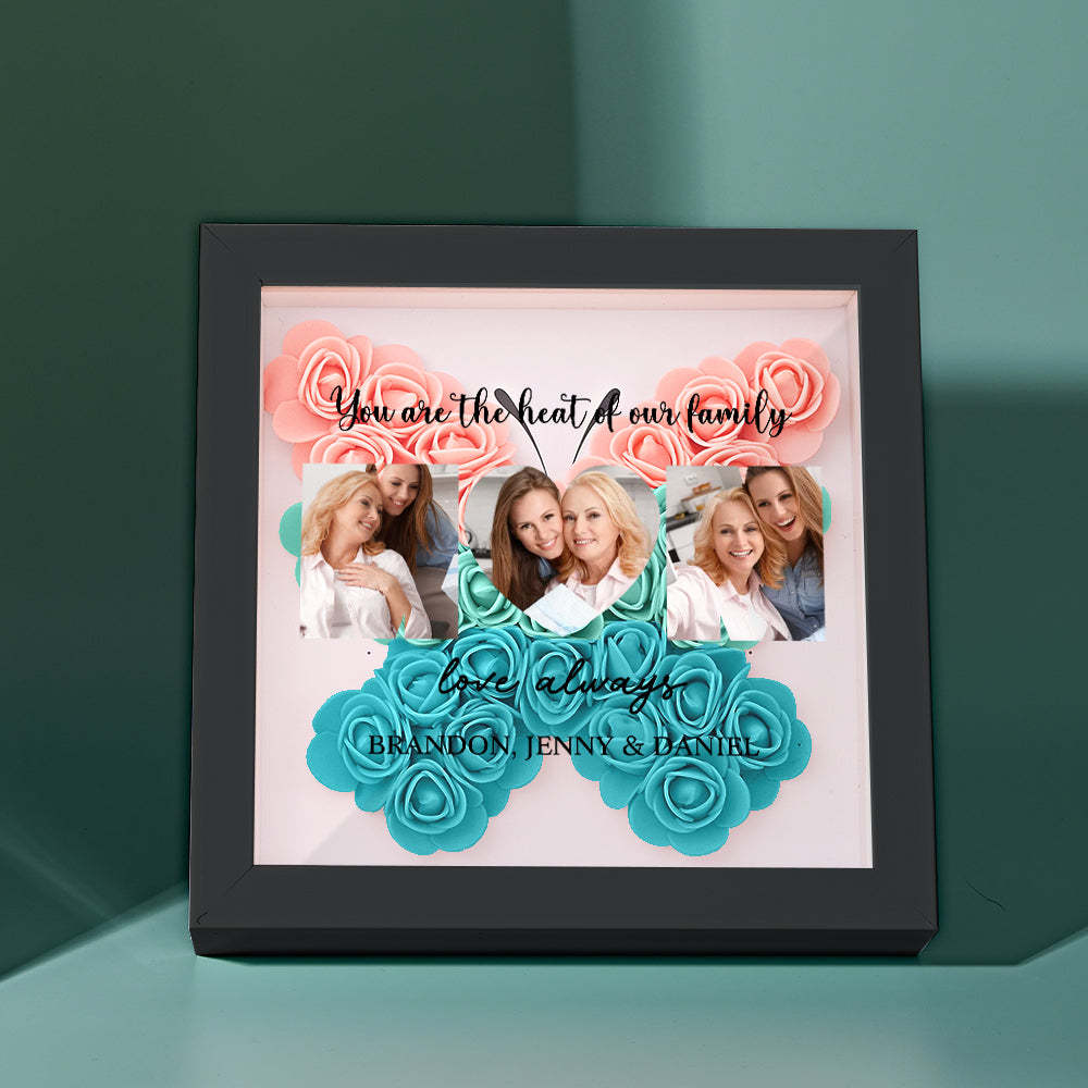 Custom Photo Flower Shadow Box Personalized Flower Shadowbox Frame Mother's Day Gift -