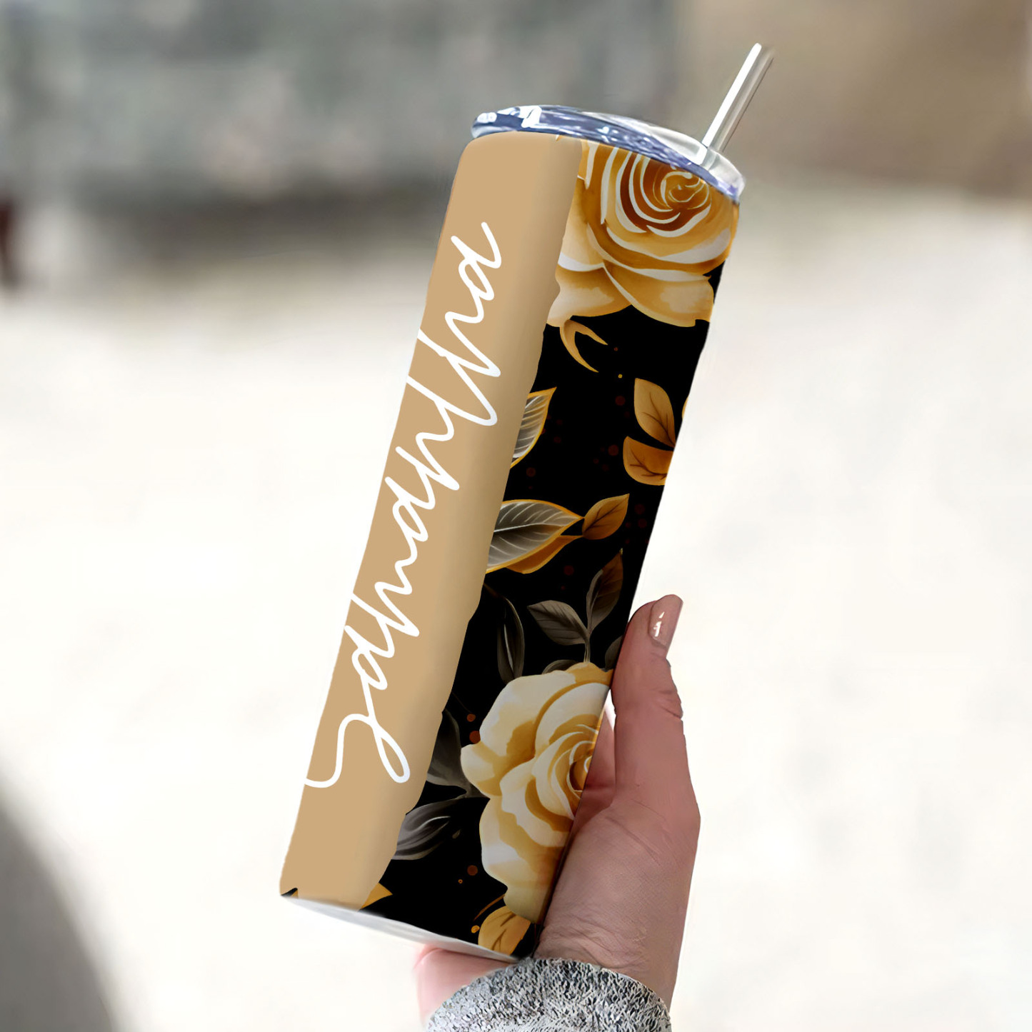 Personalized Floral Tumbler Add Your Own Text Wildflowers Summer Gift
