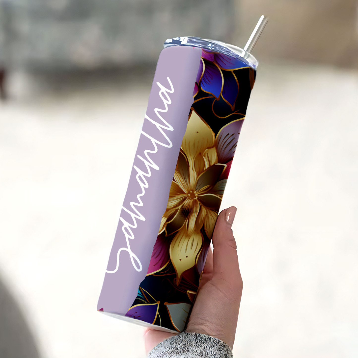 Personalized Name Floral Tumbler Retro Summer Wedding Gift