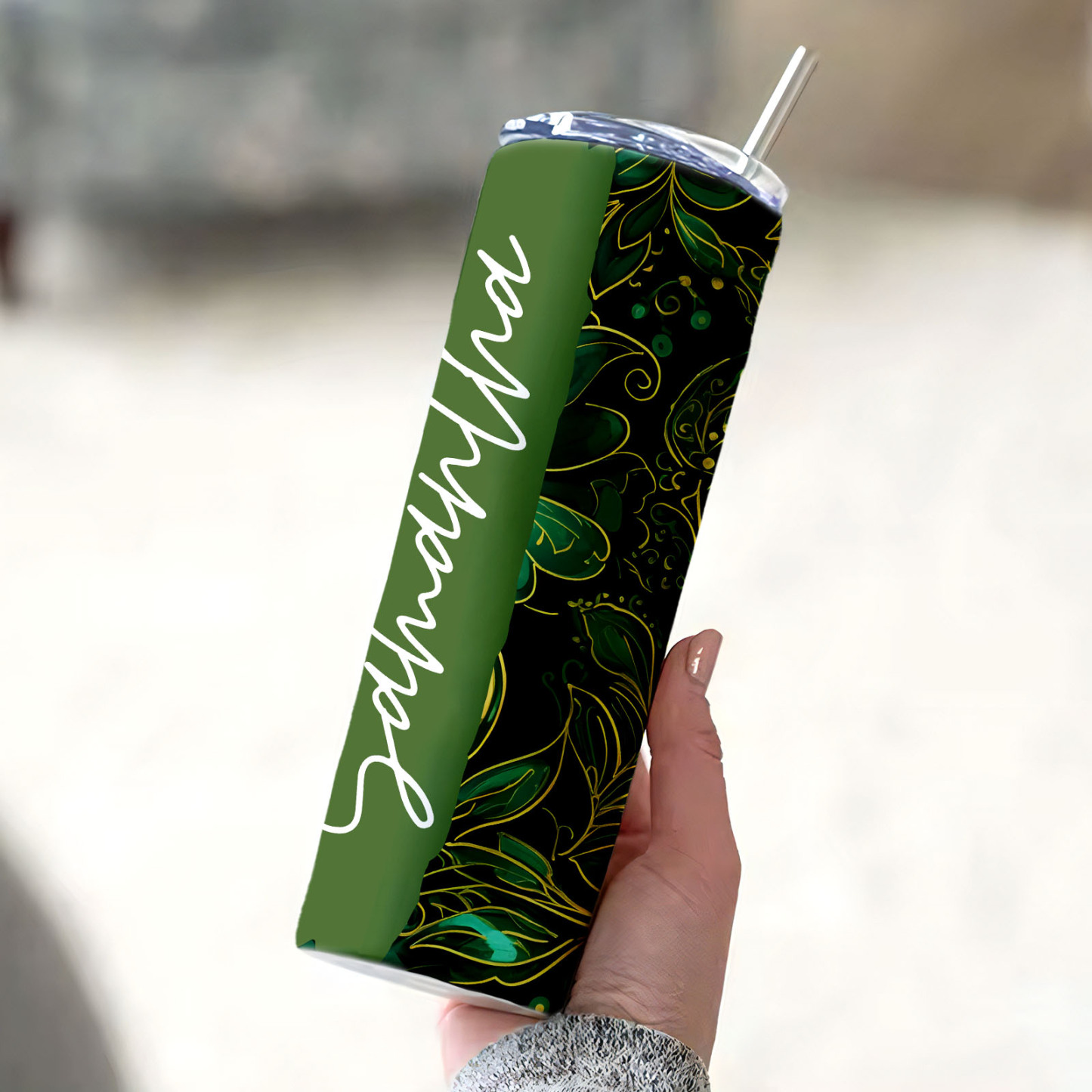 Name Floral Tumbler Personalized Water Cup Skinny Wedding Gift