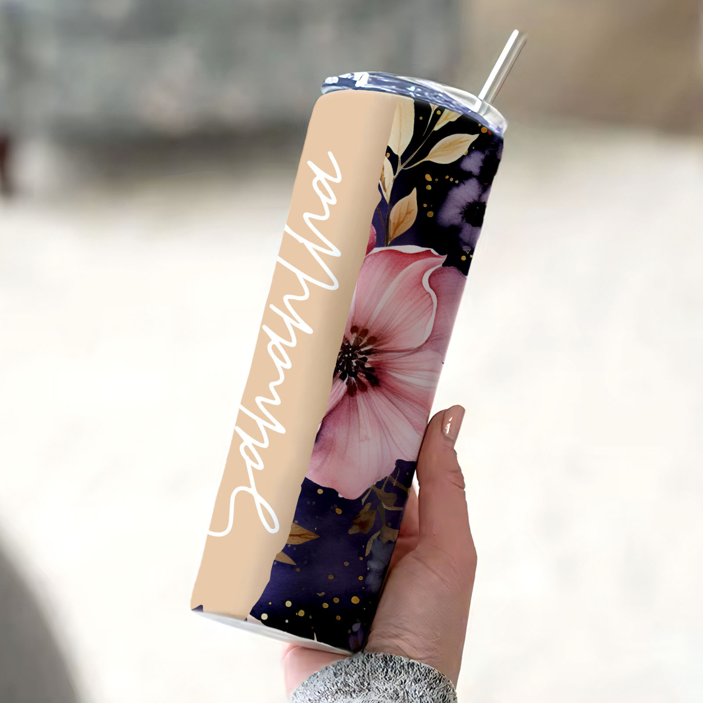 Custom Name Floral Tumbler Creative Summer Gift for Her