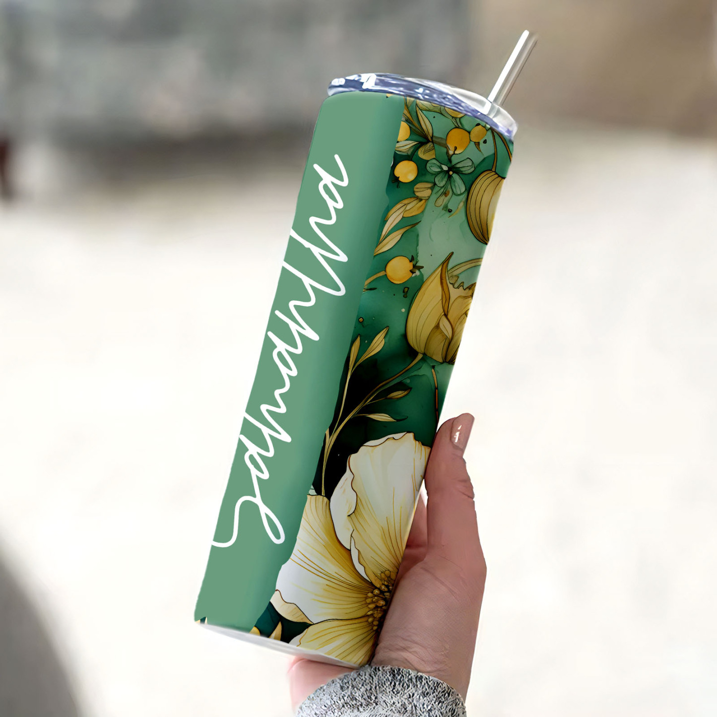 Custom Name Floral Tumbler Custom Beautiful Water Cup Girl Gift