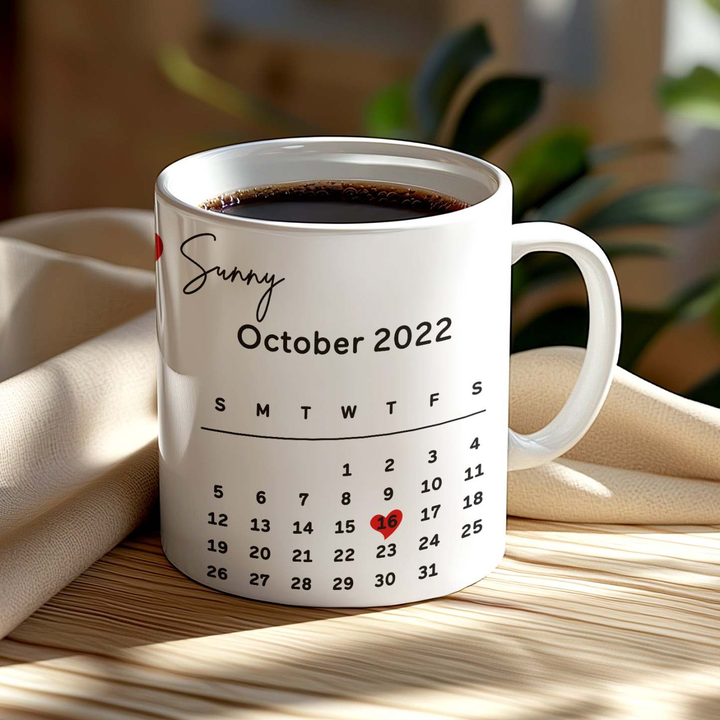 Custom Photo Personalized Calendar Printed Coffee Mug Gifts for Couple