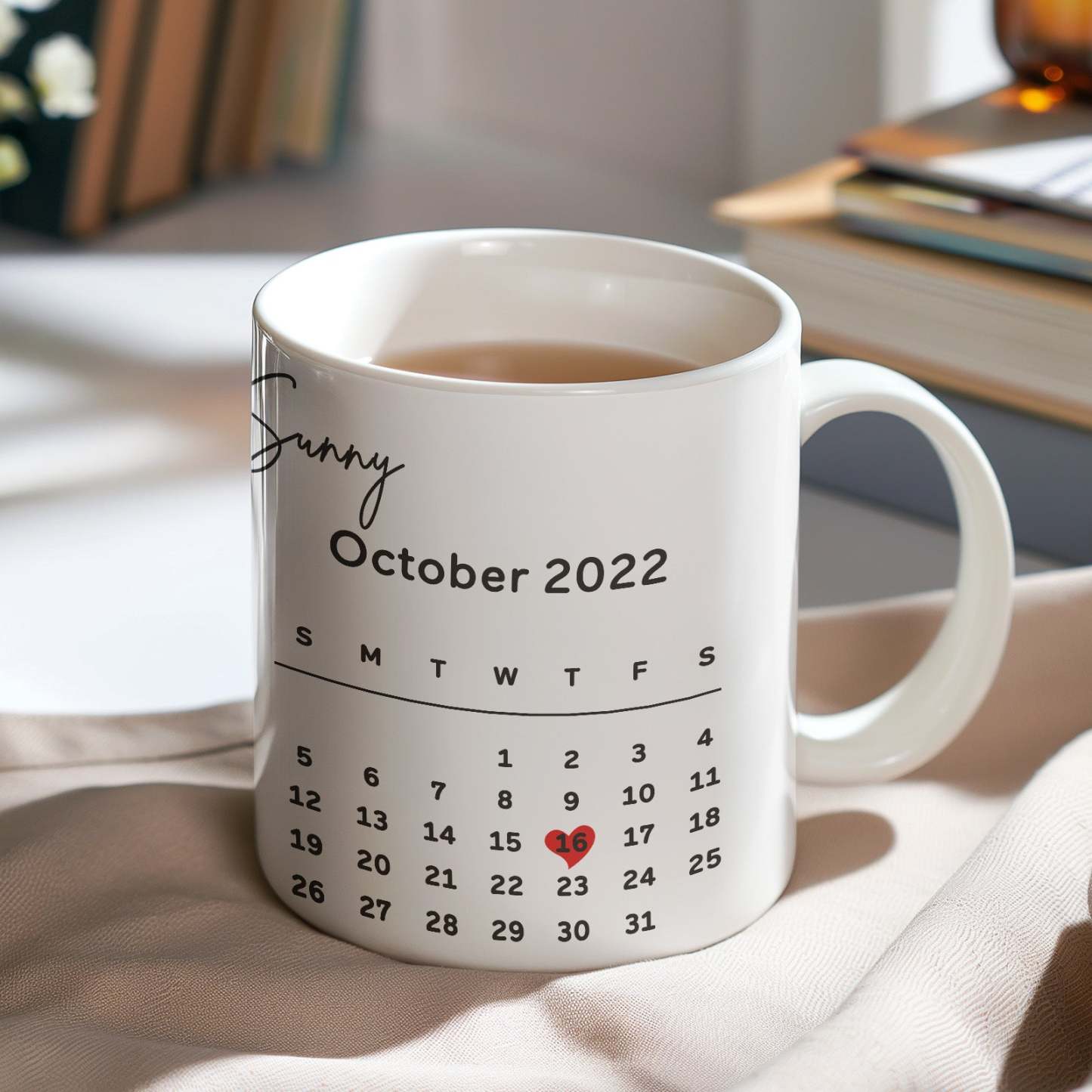 Custom Photo Personalized Calendar Printed Coffee Mug Gifts for Couple