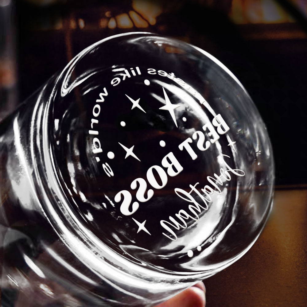 Personalized Engraved Whiskey Glass World's Best Boss Custom Gift for Boss