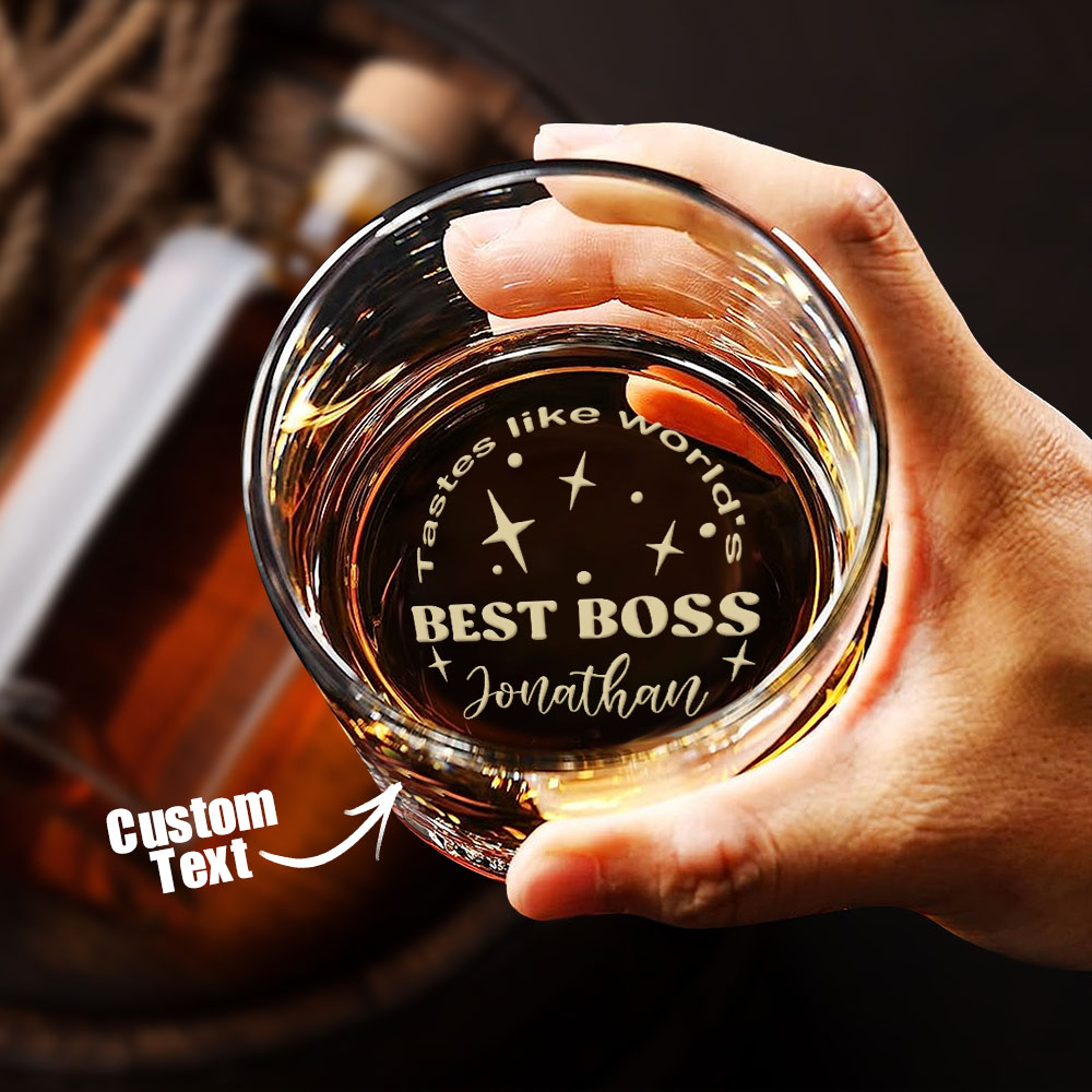 Personalized Engraved Whiskey Glass World's Best Boss Custom Gift for Boss