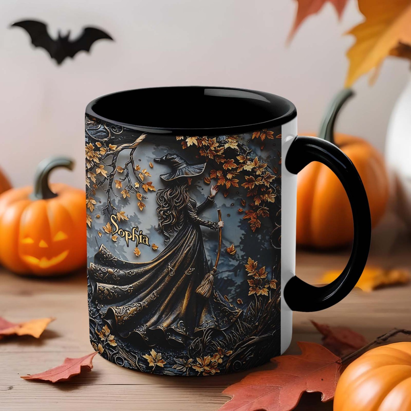 Personalized Name Witch Accent Mug Custom Beautiful Witch Mug Halloween Gifts