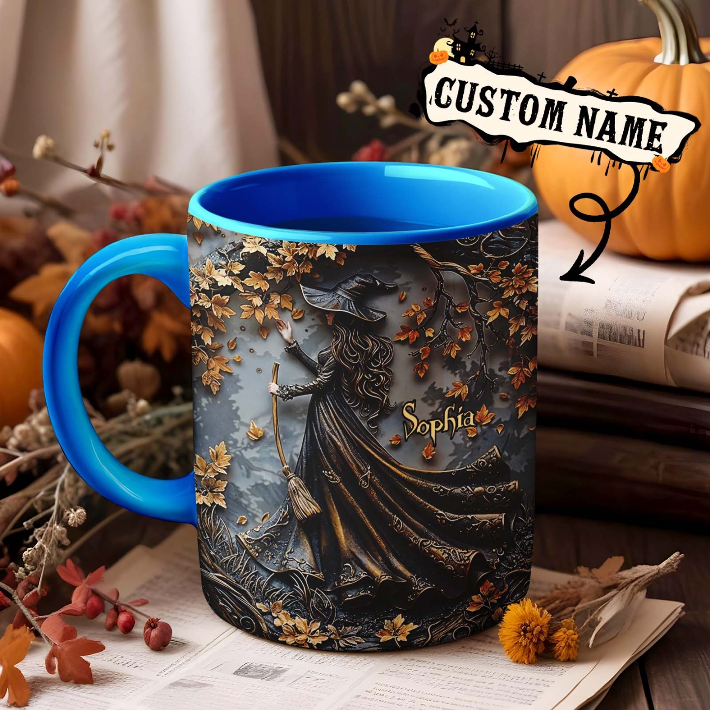 Personalized Name Witch Accent Mug Custom Beautiful Witch Mug Halloween Gifts