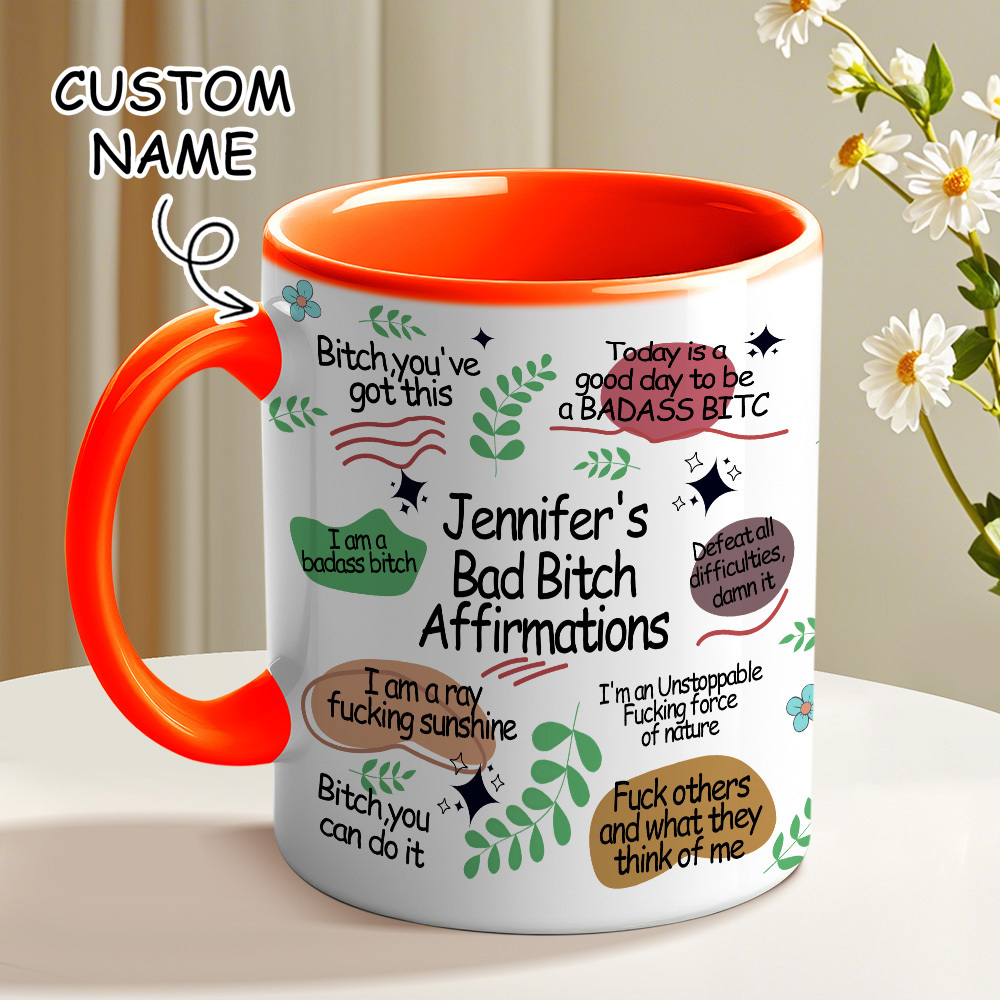 Bad B*Tch Affirmations Funny Mug For Coworkers, Friends, Self Gift, Daily Reminder Cup, Positive Vibes Mug Swear Mug