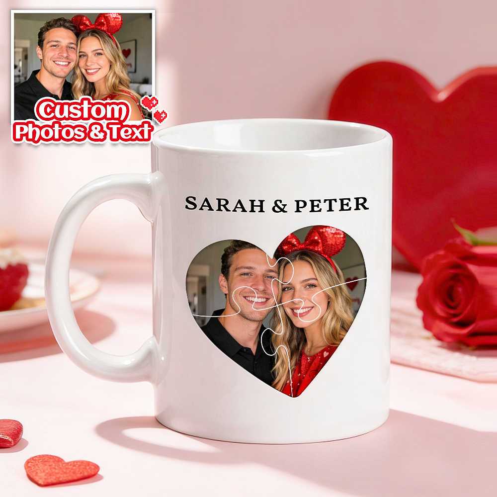 Personalized Couple Mug with Photo & Calendar Custom Name Coffee Cup Anniversary Gift for Him or Her