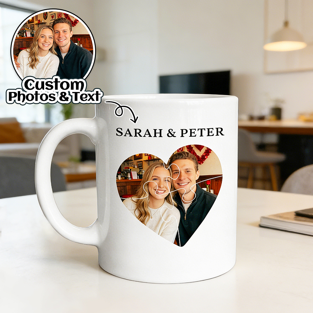 Personalized Couple Mug with Photo & Calendar Custom Name Coffee Cup Anniversary Gift for Him or Her