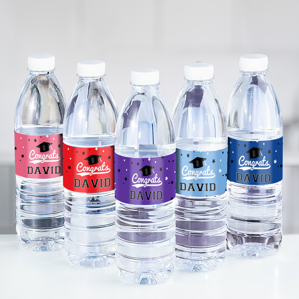 Personalized Class of 2024 Waterproof Name Stickers Graduation Water Bottle Labels Gift for Graduates