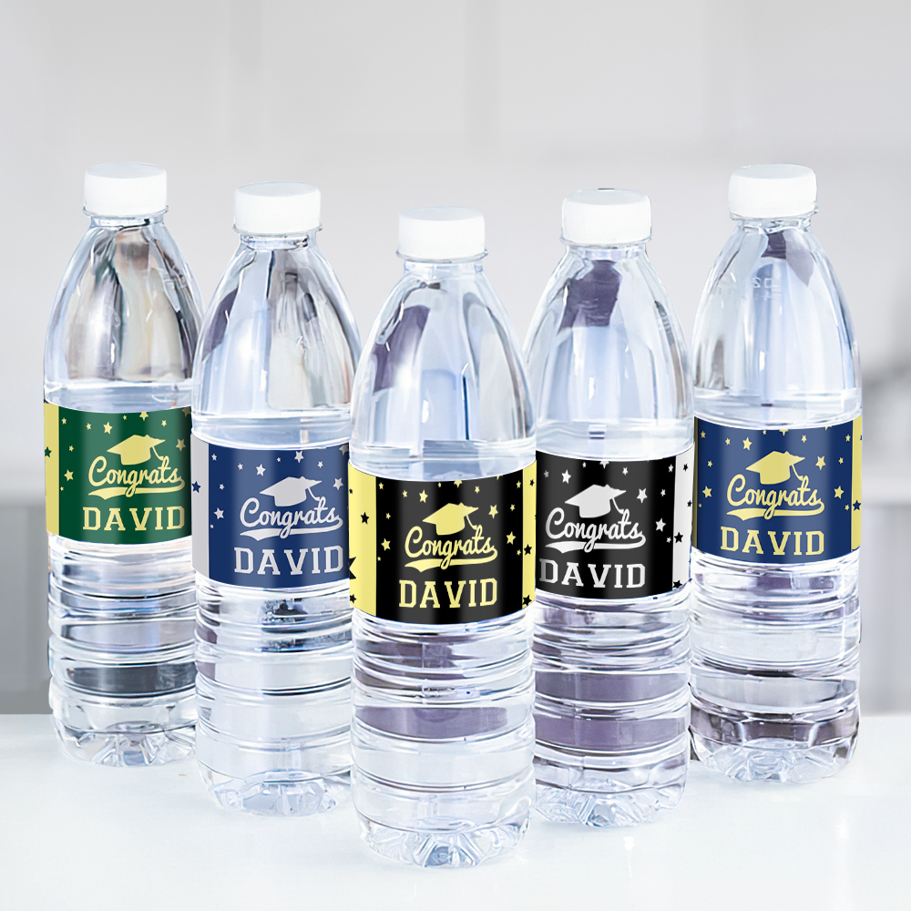 Personalized Class of 2024 Waterproof Name Stickers Graduation Water Bottle Labels Gift for Graduates