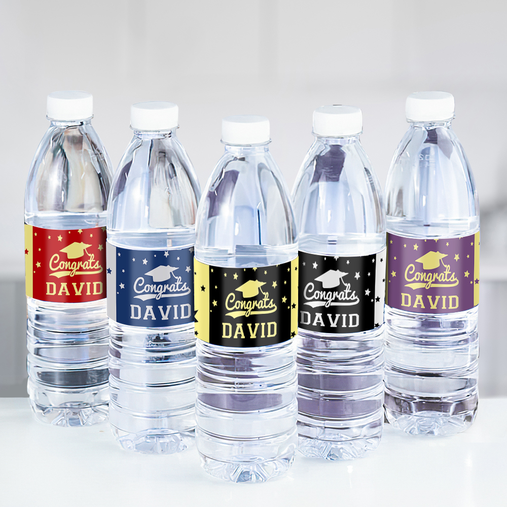 Personalized Class of 2024 Waterproof Name Stickers Graduation Water Bottle Labels Gift for Graduates