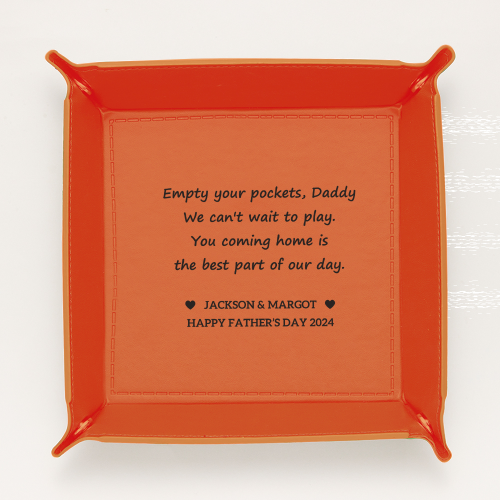 Custom Engraved Leather Catchall Personalized Valet Tray for Men Father's Day Gift for Dad