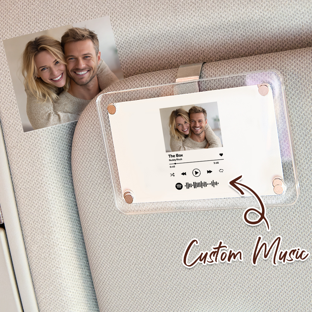 Personalized Song Spotify Gift for Him Anniversary Photo Car Visor Clip, Romantic Drive Safe Gift, Unique Couples Keepsake, Wedding Gifts
