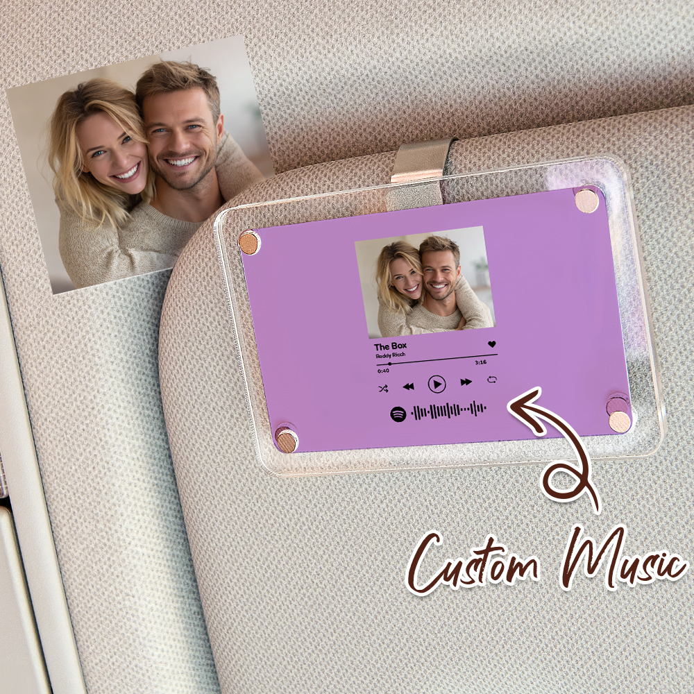 Personalized Song Spotify Gift for Him Anniversary Photo Car Visor Clip, Romantic Drive Safe Gift, Unique Couples Keepsake, Wedding Gifts
