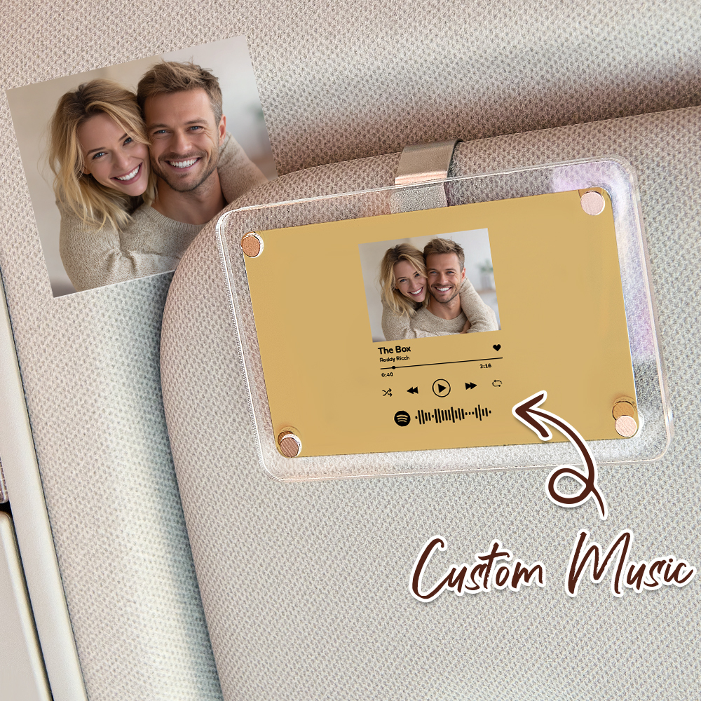 Personalized Song Spotify Gift for Him Anniversary Photo Car Visor Clip, Romantic Drive Safe Gift, Unique Couples Keepsake, Wedding Gifts