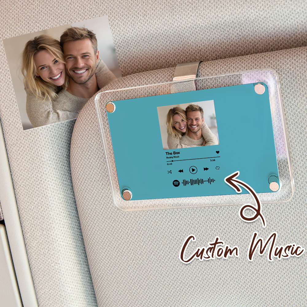 Personalized Song Spotify Gift for Him Anniversary Photo Car Visor Clip, Romantic Drive Safe Gift, Unique Couples Keepsake, Wedding Gifts