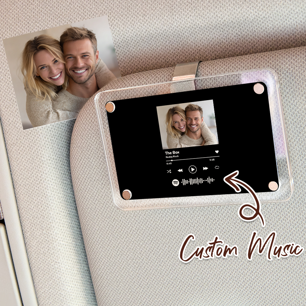 Personalized Song Spotify Gift for Him Anniversary Photo Car Visor Clip, Romantic Drive Safe Gift, Unique Couples Keepsake, Wedding Gifts
