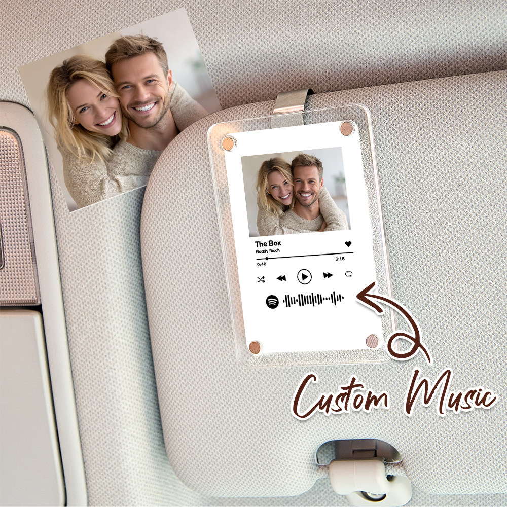 Personalized Song Spotify Gift for Him Anniversary Photo Car Visor Clip, Romantic Drive Safe Gift, Unique Couples Keepsake, Wedding Gifts