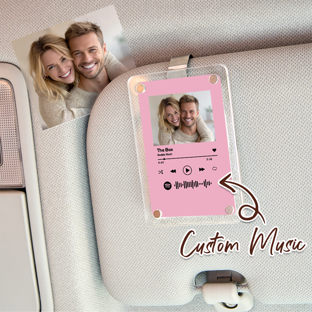 Personalized Song Spotify Gift for Him Anniversary Photo Car Visor Clip, Romantic Drive Safe Gift, Unique Couples Keepsake, Wedding Gifts