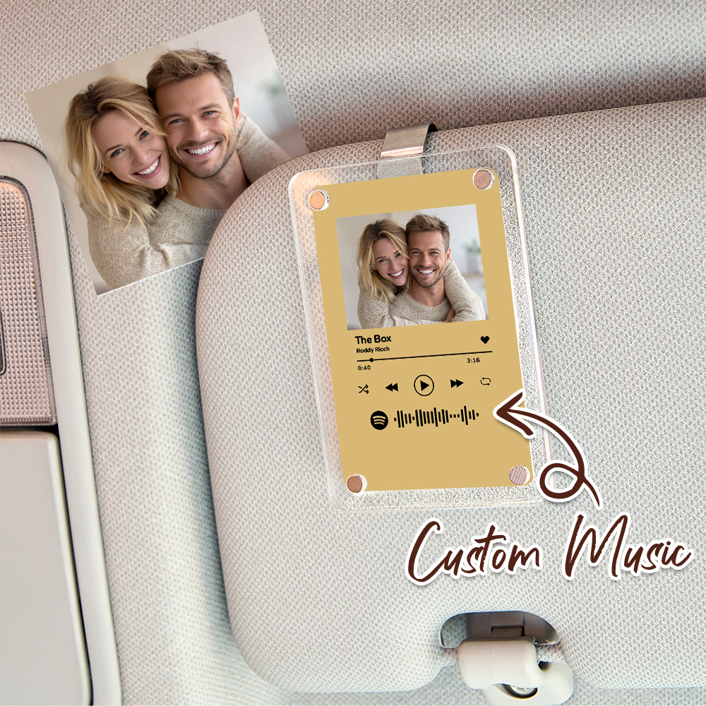 Personalized Song Spotify Gift for Him Anniversary Photo Car Visor Clip, Romantic Drive Safe Gift, Unique Couples Keepsake, Wedding Gifts